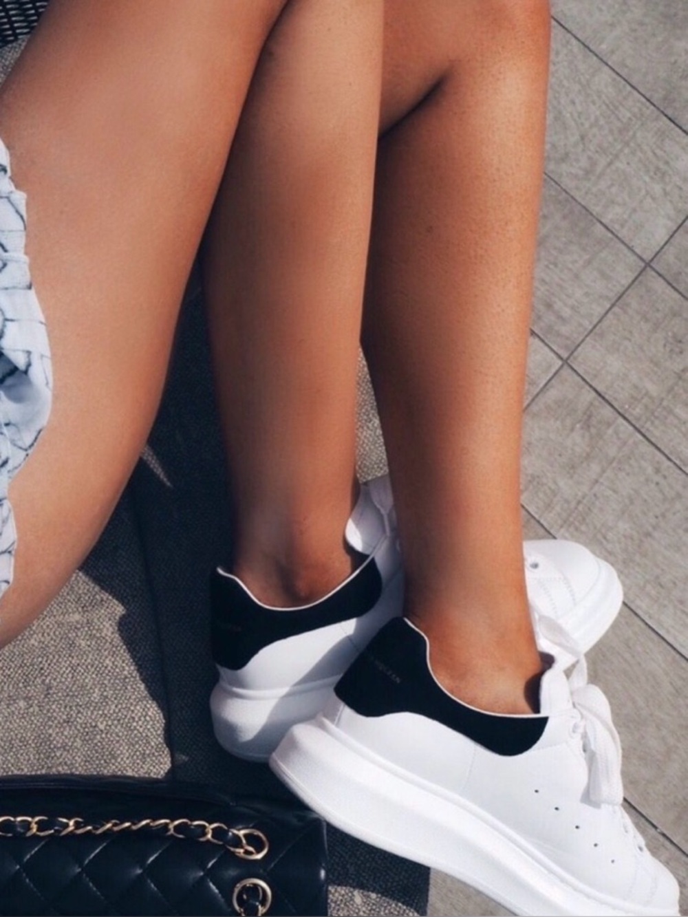 Alexander McQueen White Leather Sneakers with Black Heel Accent 7